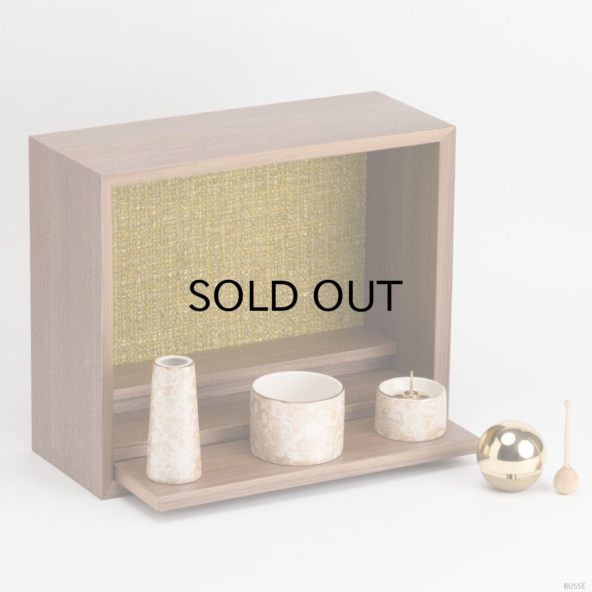 画像1: 手元供養セット リンデン ウォールナット 仏具セット付き （花立・香炉・灯立・おりん  /ミニ仏壇  シンプル仏壇 コンパクト仏壇 パーソナル壇） (1)