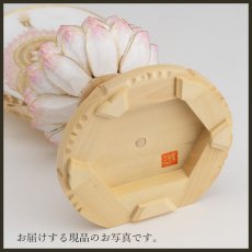 画像18: 仏像 大日如来 座像 柘植製 丸座 2寸 金泥書 さくら色 淡彩色 真言宗 /総柘植 つげ ツゲ ２寸 2.0寸 ２．０寸 二寸 丸台座 丸台 蓮華座 丸光背 円光背 仏壇用 御本尊 ピンク 桜色 (18)