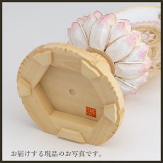 画像19: 仏像 大日如来 座像 柘植製 丸座 2寸 金泥書 さくら色 淡彩色 真言宗 /総柘植 つげ ツゲ ２寸 2.0寸 ２．０寸 二寸 丸台座 丸台 蓮華座 丸光背 円光背 仏壇用 御本尊 ピンク 桜色 (19)