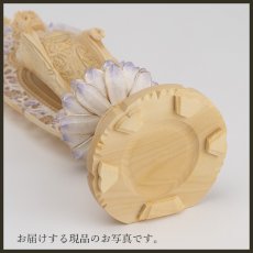 画像19: 仏像 舟立阿弥陀如来 柘植製/ツゲ 丸座 3寸 金泥書 淡彩色 藤色 浄土宗・時宗 /つげ ３寸 3.0寸 ３．０寸 三寸 丸台座 丸台 蓮華座 仏壇用 ご本尊 パープル 紫 むらさき (19)
