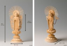 画像6: 仏像 阿弥陀如来 西 ヒノキ製 丸座 3寸 浄土真宗 本願寺派/西派 /桧 檜 ひのき ３寸 三寸 真宗 お西 ミニ仏壇 御本尊 西立阿弥陀如来 (6)