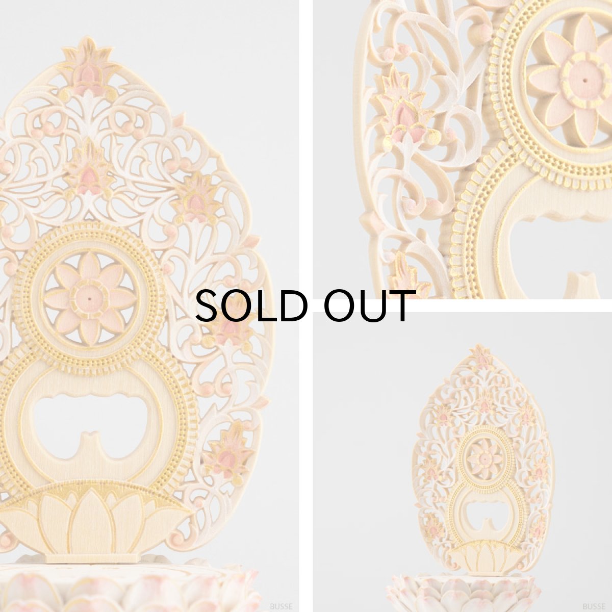 画像7: 仏像 釈迦如来 座像 柘植製/ツゲ 丸座 2寸 金泥書 淡彩色 さくら色 曹洞宗・臨済宗・天台宗 /つげ ２寸 2.0寸 ２．０寸 二寸 丸台座 丸台 蓮華座 仏壇用 ご本尊 ピンク 桜色 (7)