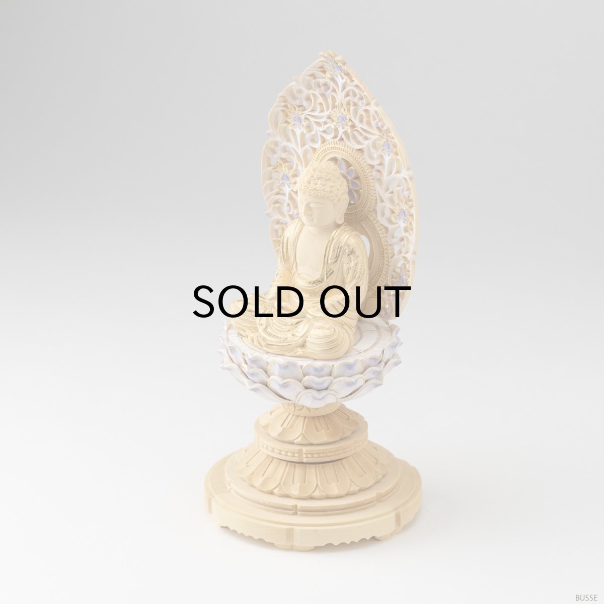 画像5: 仏像 釈迦如来 座像 柘植製/ツゲ 丸座 2寸 金泥書 淡彩色  藤色 曹洞宗・臨済宗・天台宗 /つげ ２寸 2.0寸 ２．０寸 二寸 丸台座 丸台 蓮華座 仏壇用 ご本尊 (5)