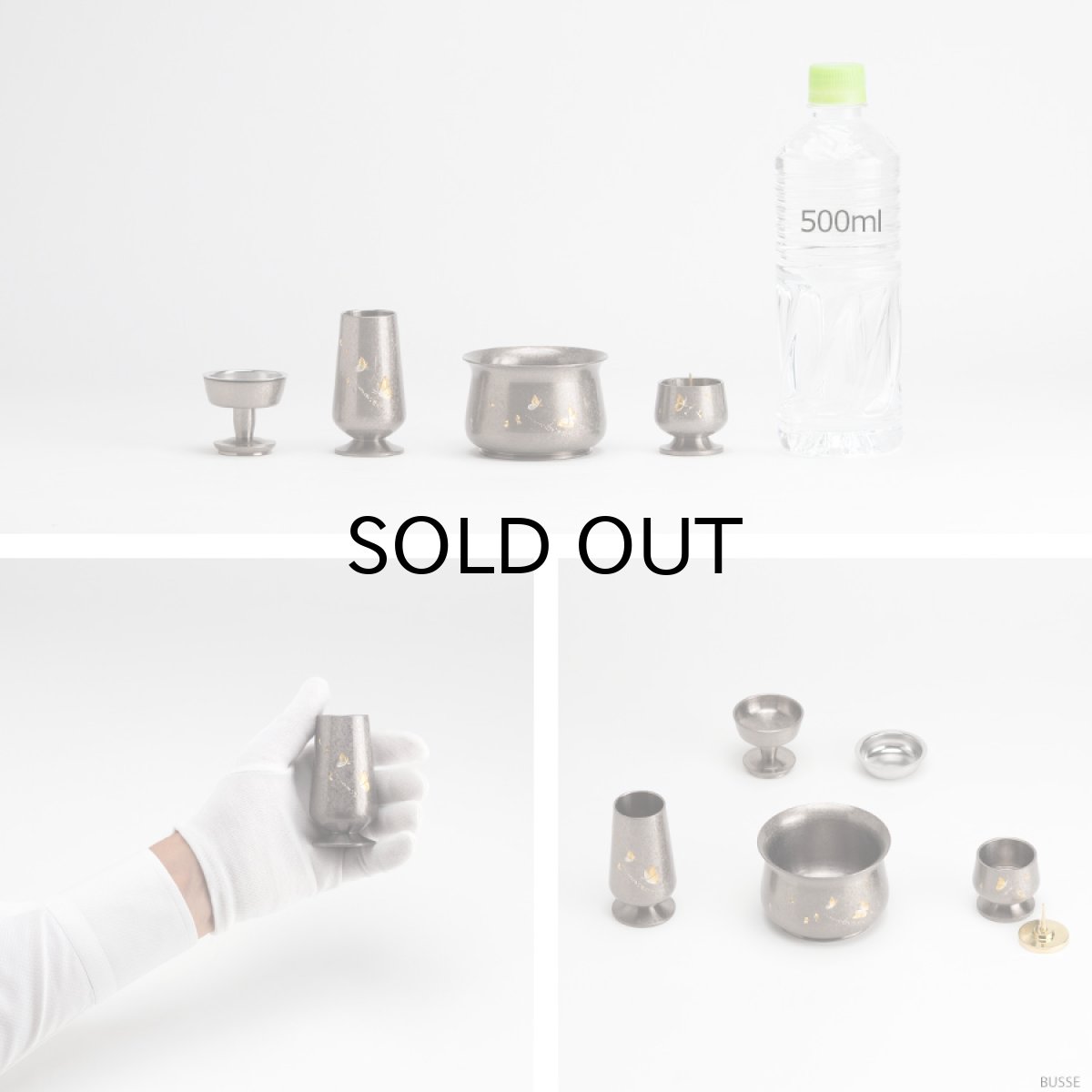 画像10: モダン仏具セット 『夢幻 朧銀色 てふてふ彫り 4点』 (10)