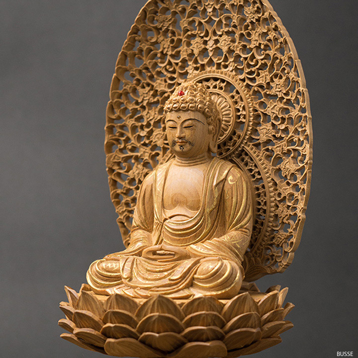 天然木檜材 最高級 木彫仏像 仏教 千手觀音立像の