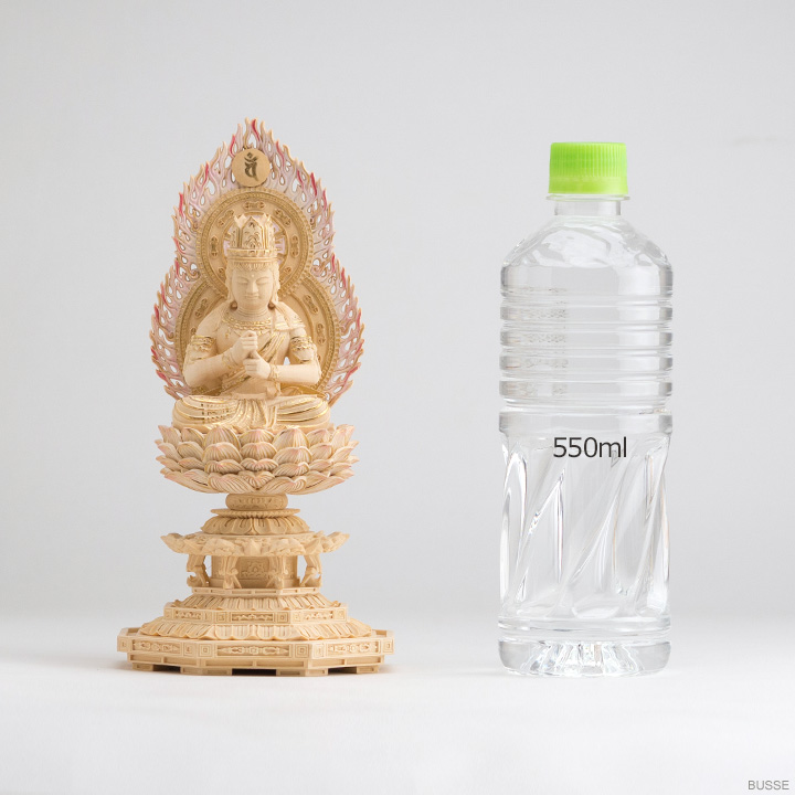 仏像 大日如来 座像 柘植製/ツゲ 八角台座 火炎光背 2寸 金泥書 淡彩色 真言宗 /つげ ２寸 2.0寸 ２．０寸 二寸 八角座 8角 蓮華座 仏壇用  ご本尊 小さいお仏壇の専門店 BUSSE 本店 お仏像 tgdn8k20-tss 福山市 ブッセ